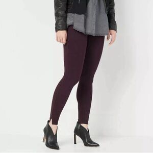 Spanx Ankle Length Ponte Hem Slit Leggings Size 1X  Brandywine Plum Color